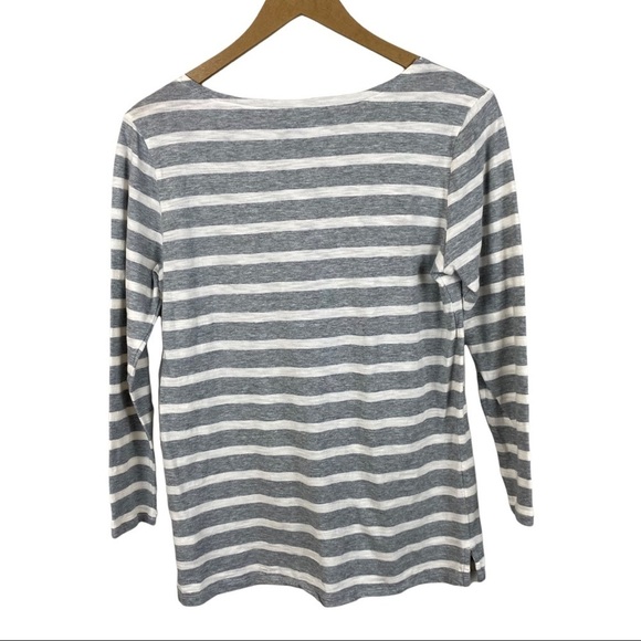 Old Navy Gray and White Stripe 3/4 Sleeve Top with Red Heart - Picture 2 of 4